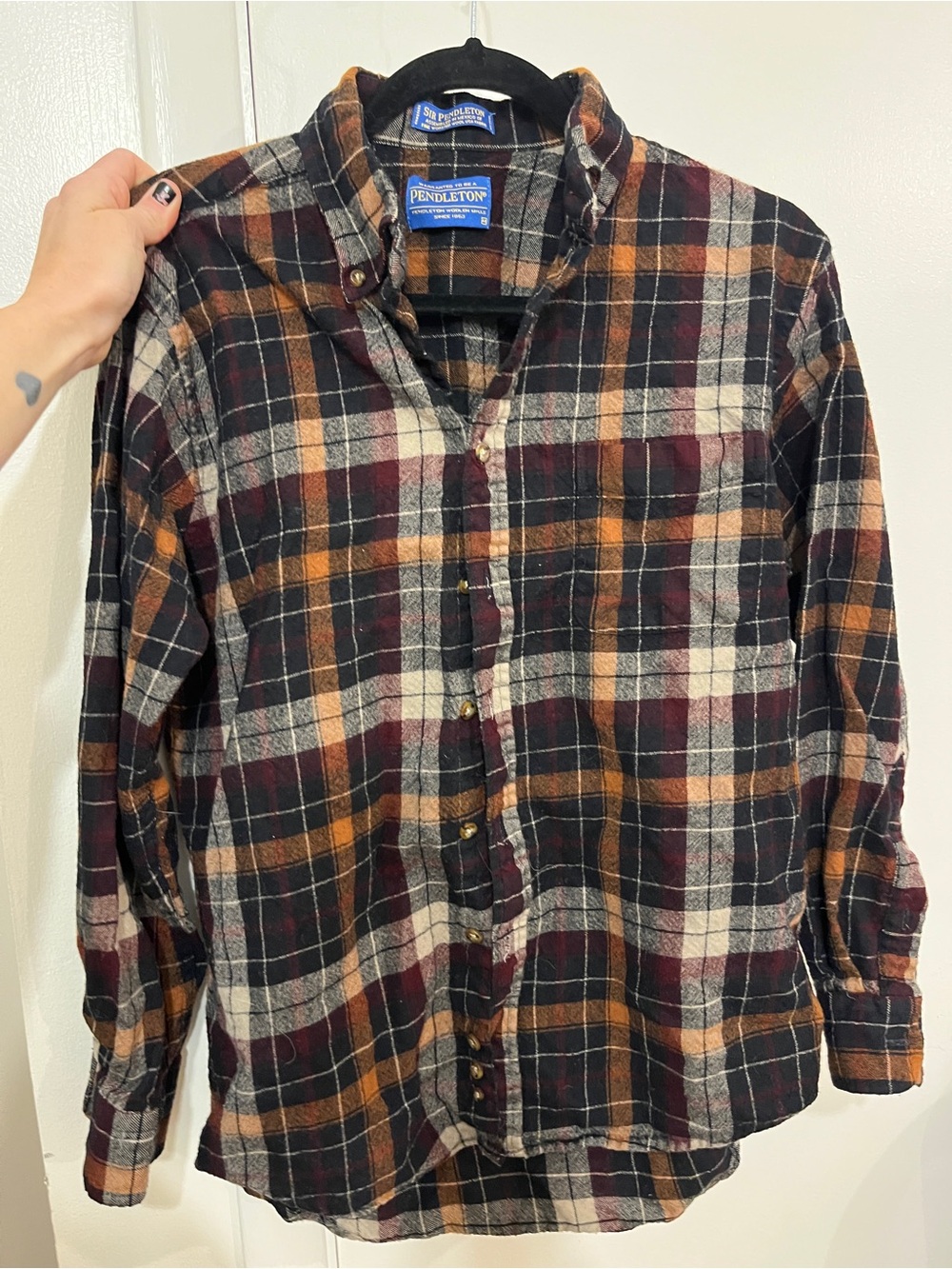 Pendleton Men's Plaid Button-Down Shirt in Black, Burgundy & Tan